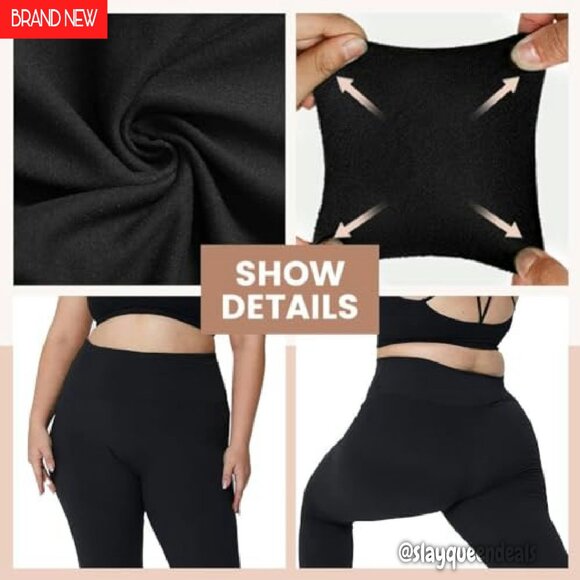 Plus Size High Waist 4-Way Stretch Leggings for Workout Yoga Running - Picture 6 of 8